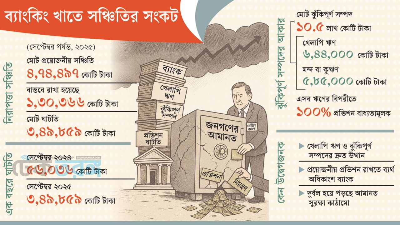 ব্যাংকিং খাতে সঞ্চিতির সংকট: সুরক্ষা ঝুঁকিতে গ্রাহকের আমানত