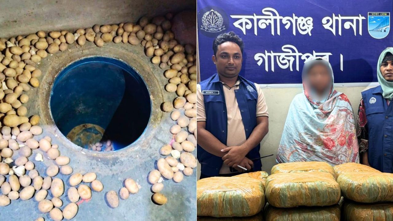 নারী মাদক কারবারির রান্নাঘরে লুকানো ছিল গাঁজার ভাণ্ডার