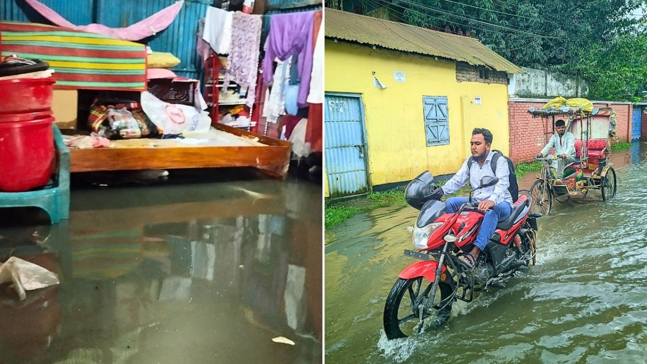 রংপুরে টানা বৃষ্টিতে ৩৩ মহল্লায় হাঁটুপানি, অচল ড্রেনেজ ব্যবস্থায় চরম ভোগান্তি