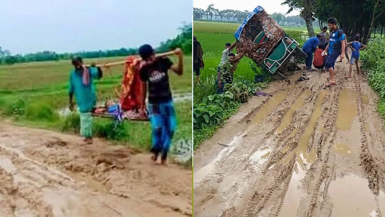 চুনারুঘাটে কর্দমাক্ত সড়কে হাজারো মানুষের ভোগান্তি