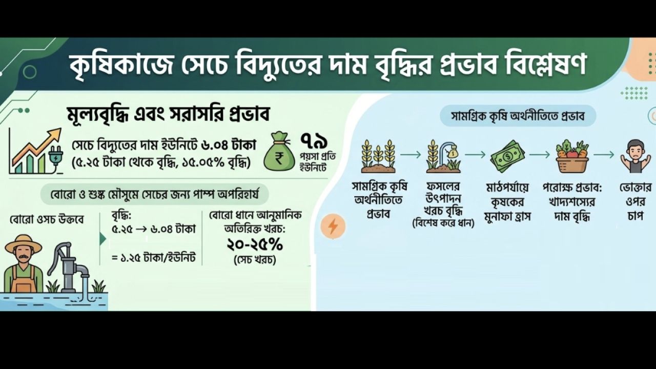 সেচে বিদ্যুতের দাম বৃদ্ধি, কৃষি অর্থনীতিতে নতুন সংকট