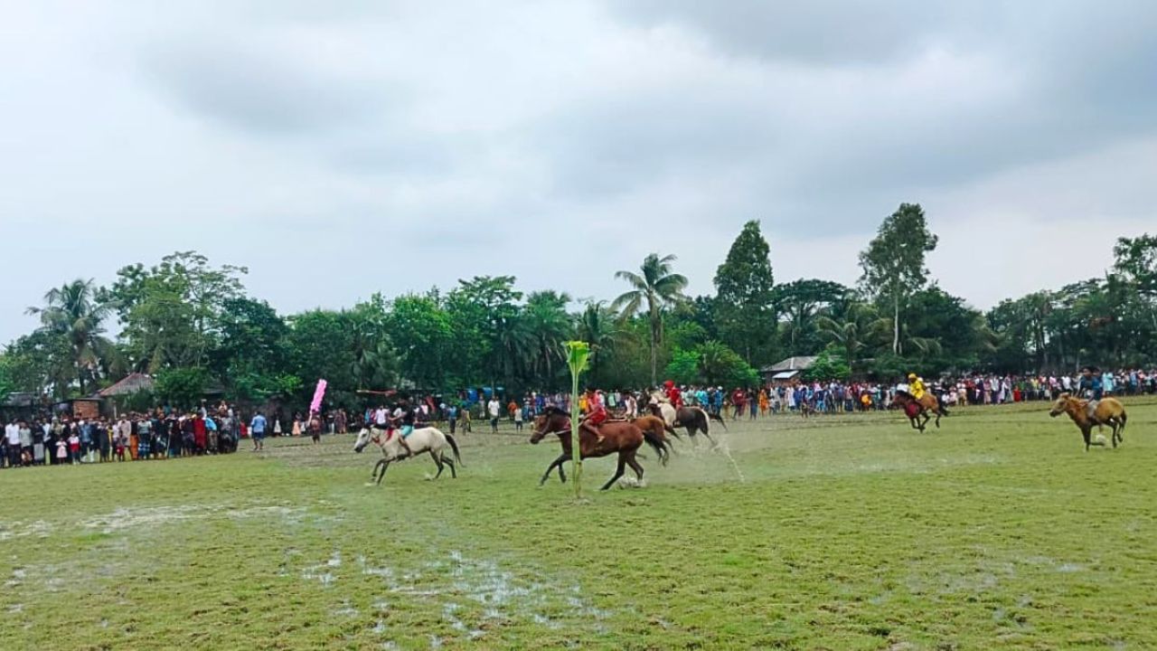 সাতক্ষীরার শ্যামনগরে ঘোড়া দৌড় প্রতিযোগিতা