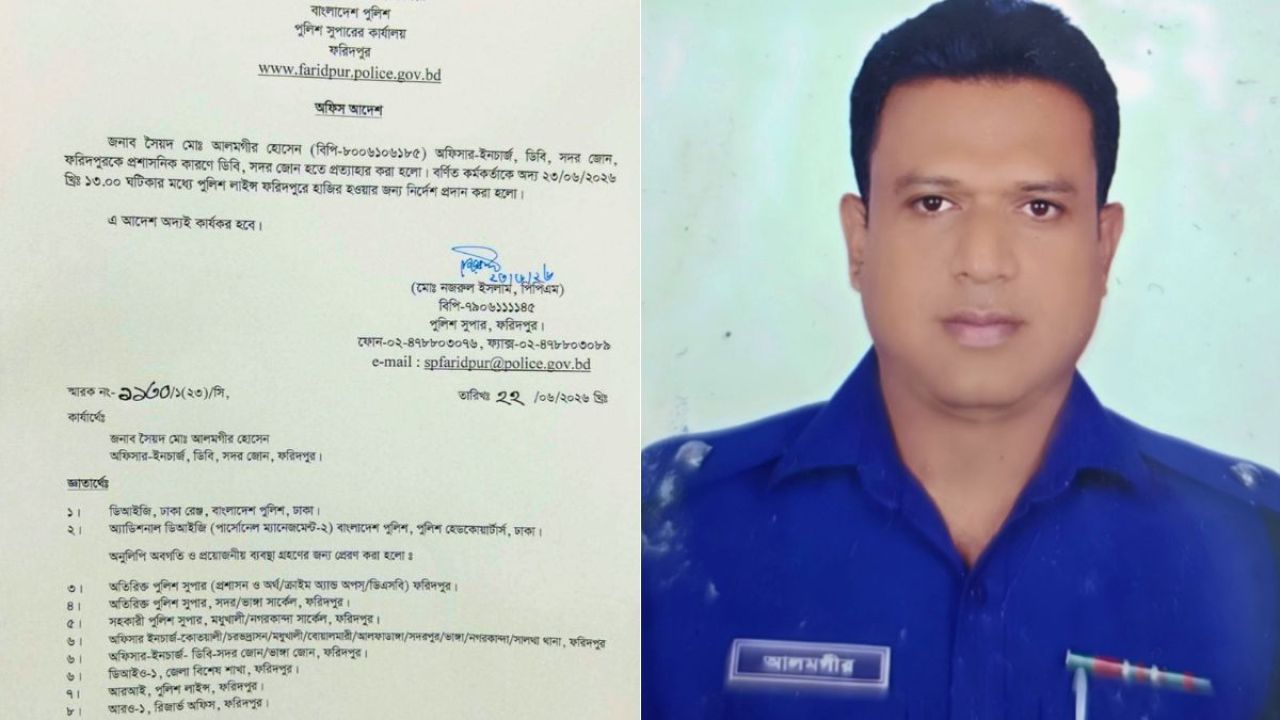 ফরিদপুরে হেফাজতে যুবকের মৃত্যু, ডিবির ওসি প্রত্যাহার
