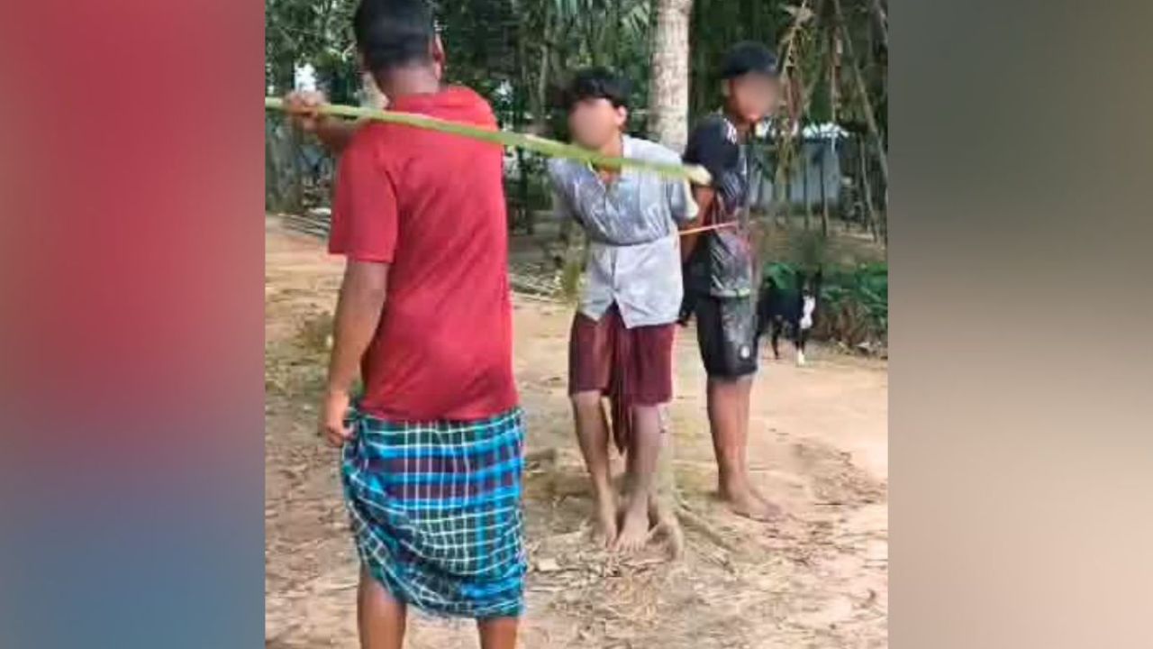 চুনারুঘাটে কিশোরদের গাছে বেঁধে পেটানোর ভিডিও ভাইরাল, থানায় অভিযোগ
