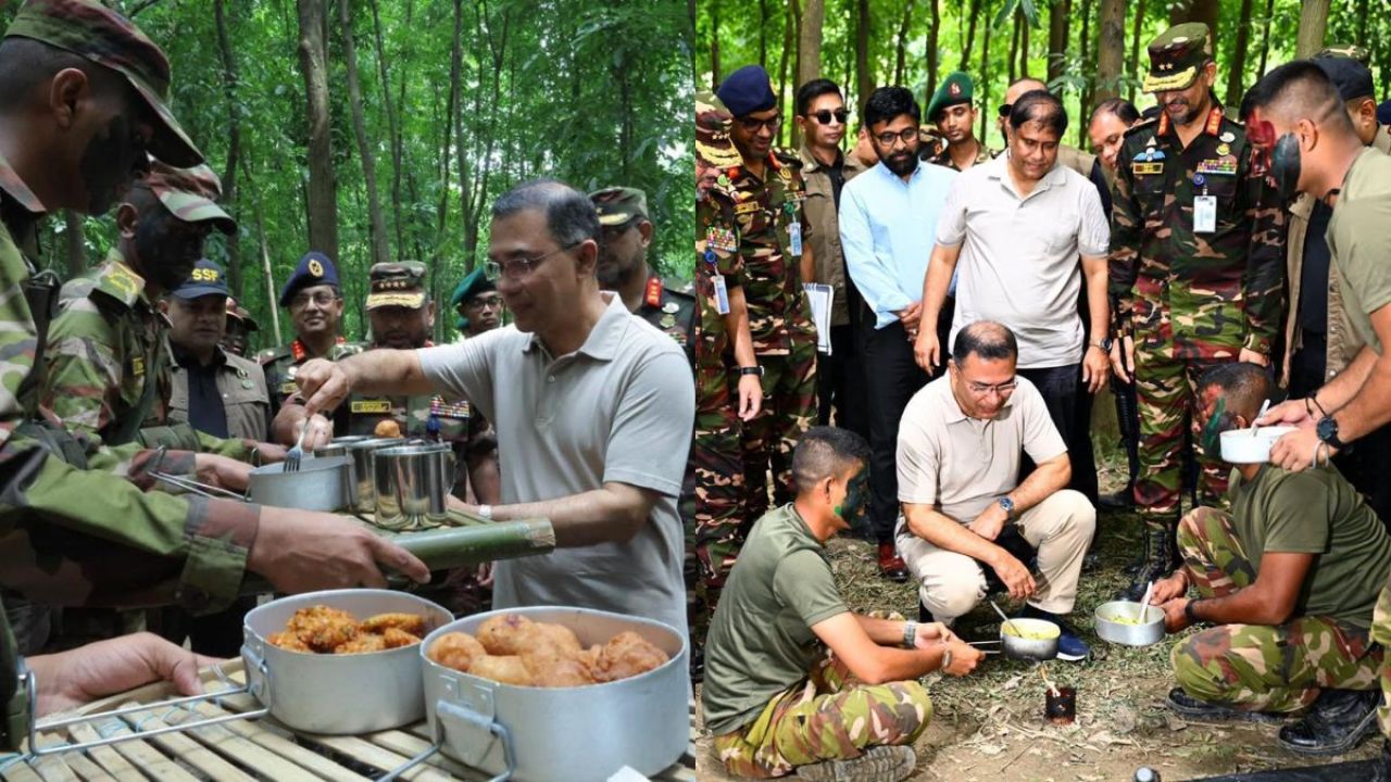 সেনাসদস্যদের সঙ্গে খাবার খেলেন প্রধানমন্ত্রী