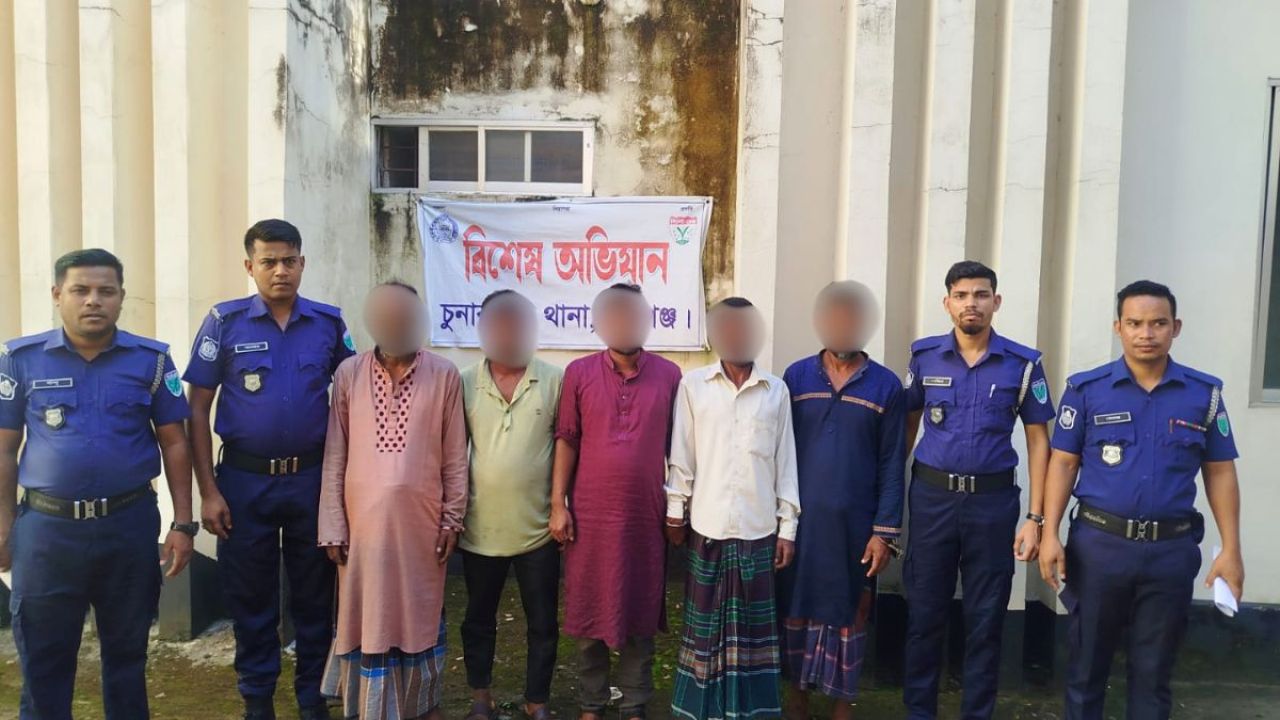 চুনারুঘাটে পুলিশের অভিযানে গ্রেপ্তার ১৭