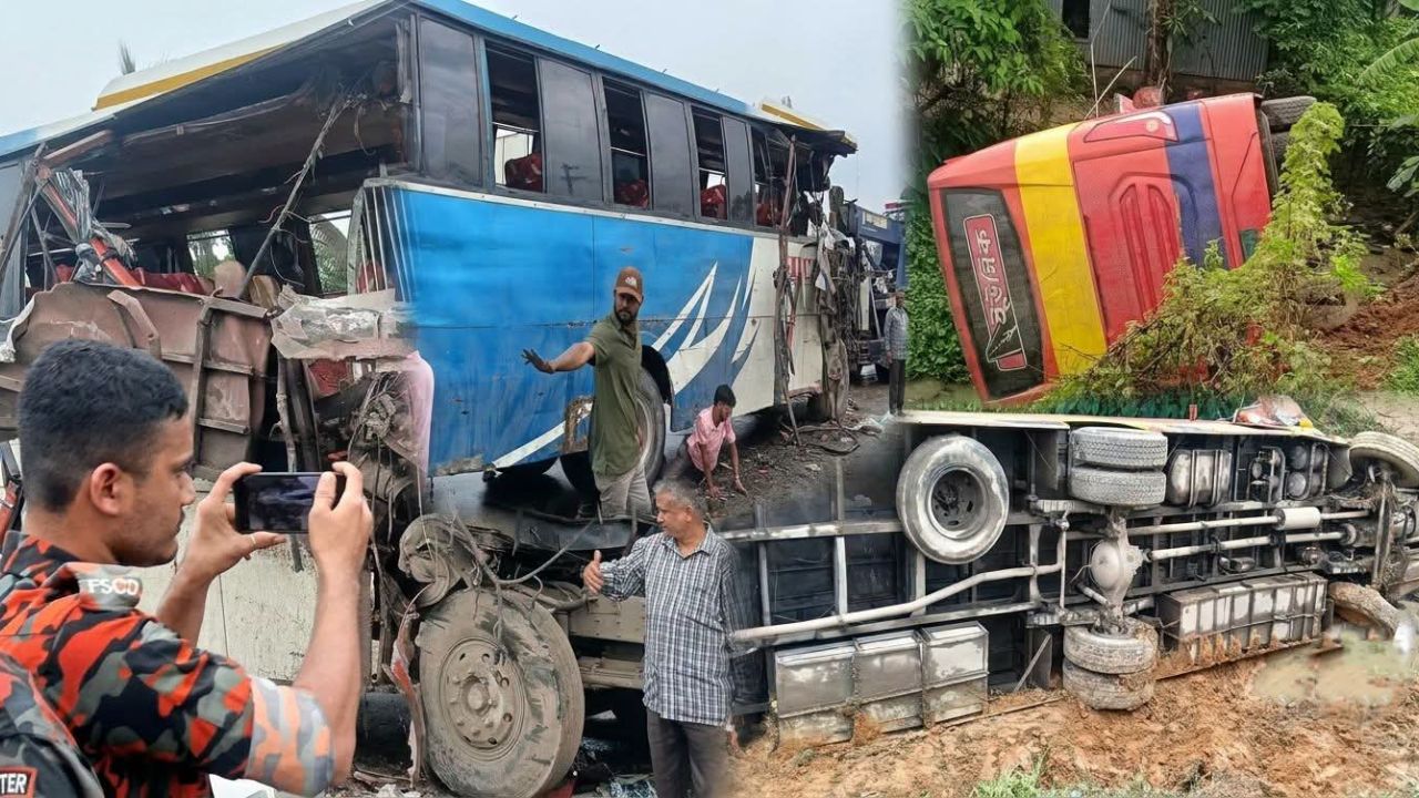 বাহুবলে ইউনিক-লাকির সংঘর্ষে চালক নিহত, আহত ২০