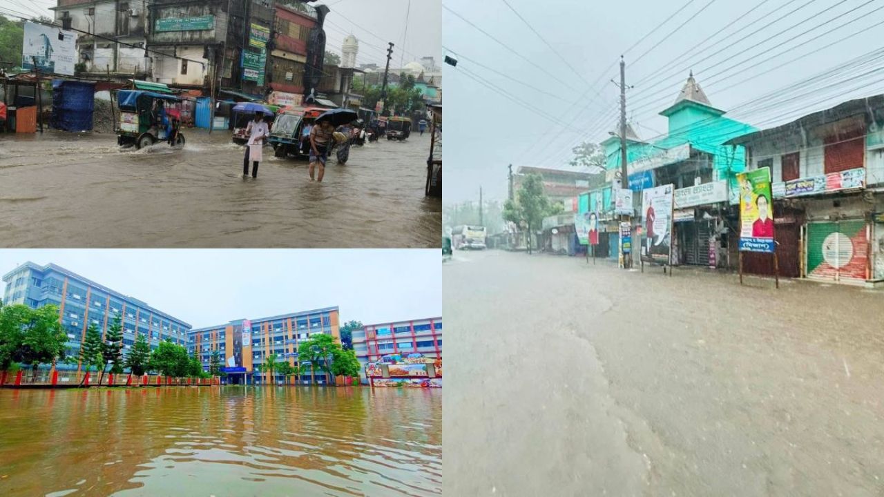 ২৯৬ মিমি বৃষ্টিতে নওগাঁ যেন এক নদী