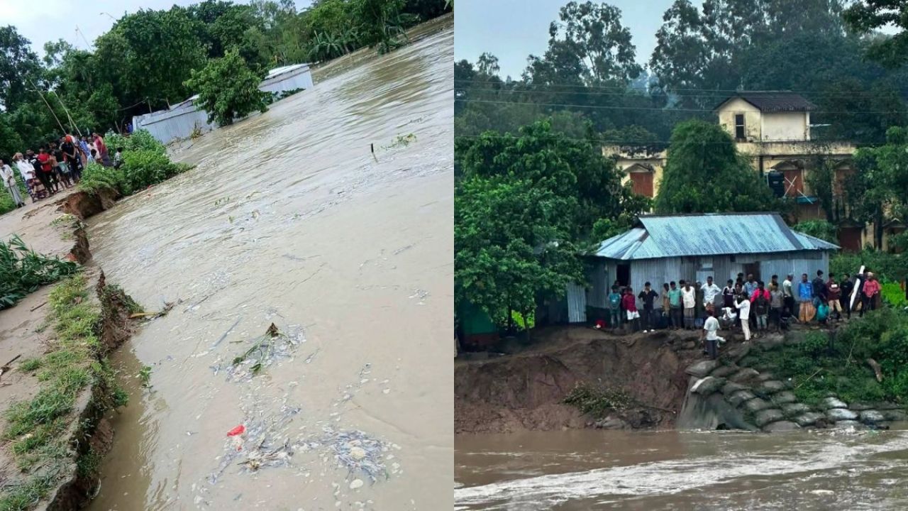 খোয়াই নদীতে বিলীনের পথে বসতভিটা