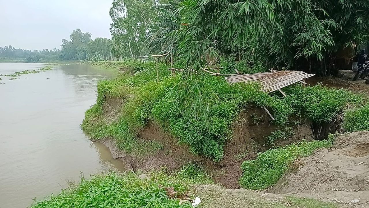 করতোয়ায় তীব্র ভাঙন, দিশেহারা মানুষ