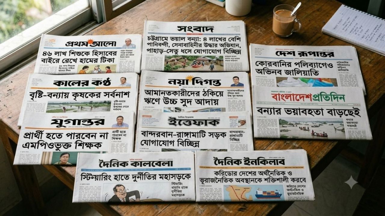 আজকের জাতীয় দৈনিকগুলোর শিরোনাম