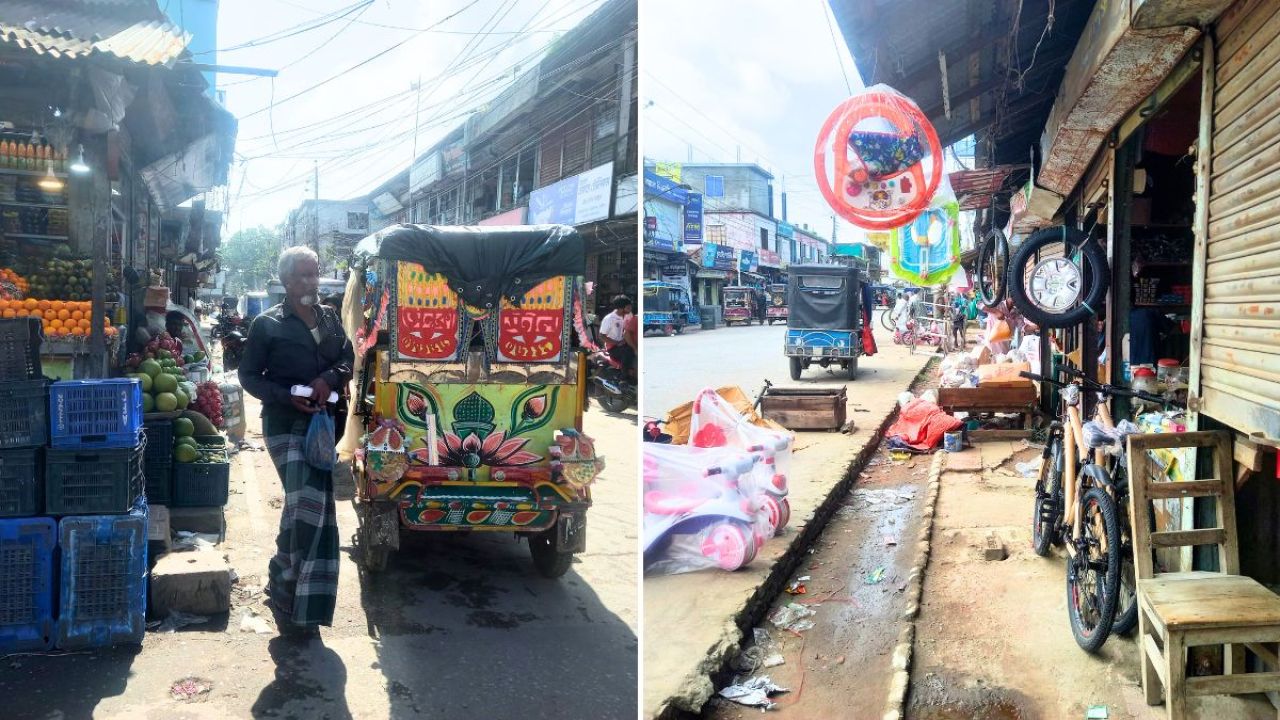 চরফ্যাশন শহরের ফুটপাত প্রভাবশালীদের দখলে, ঝুঁকিতে সাধারণ পথচারী