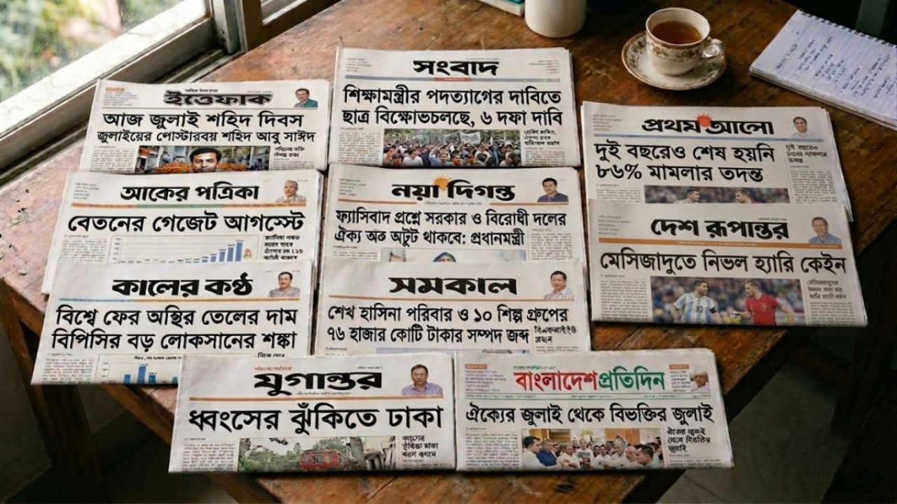 আজকের জাতীয় দৈনিকগুলোর শিরোনাম
