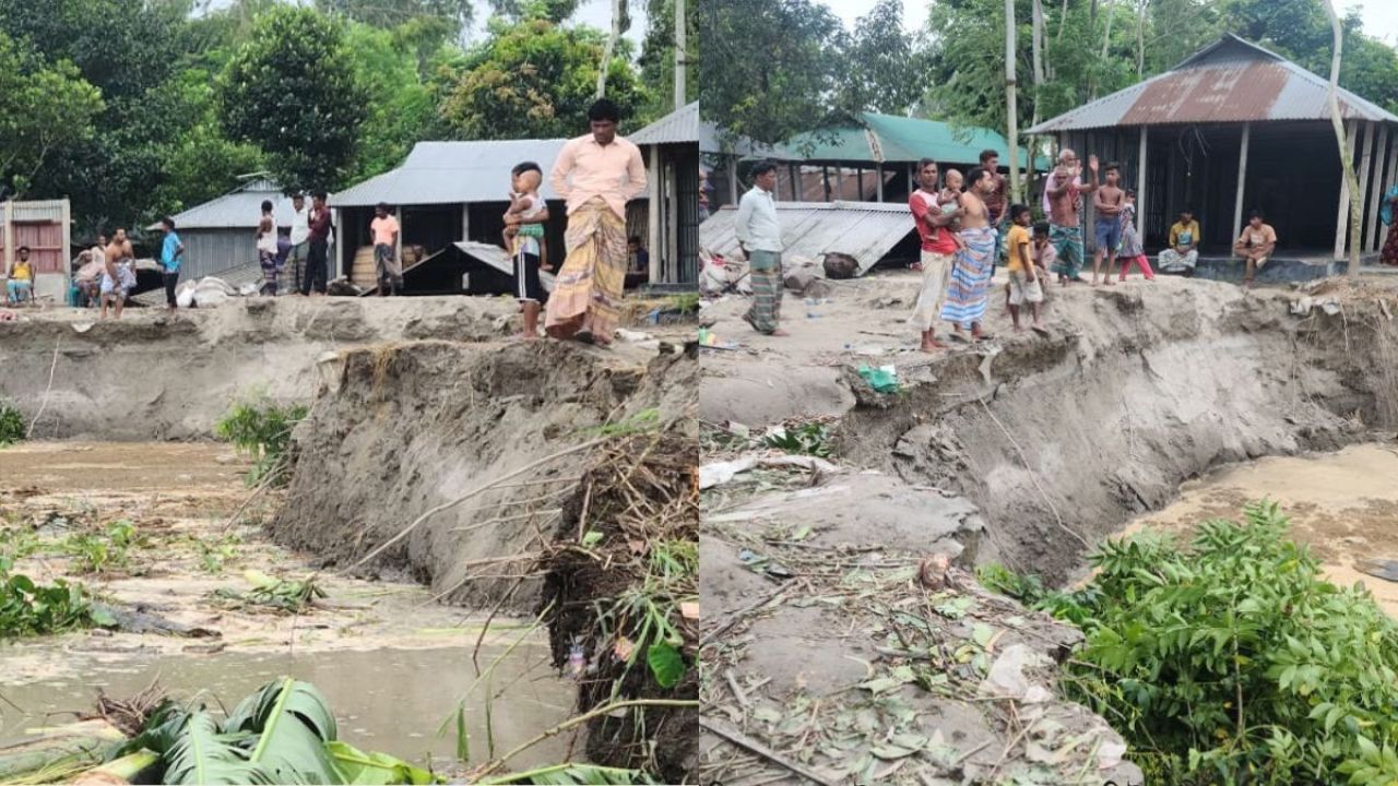সুন্দরগঞ্জে ২৪ ঘণ্টায় নদীগর্ভে ৫০ বসতভিটা