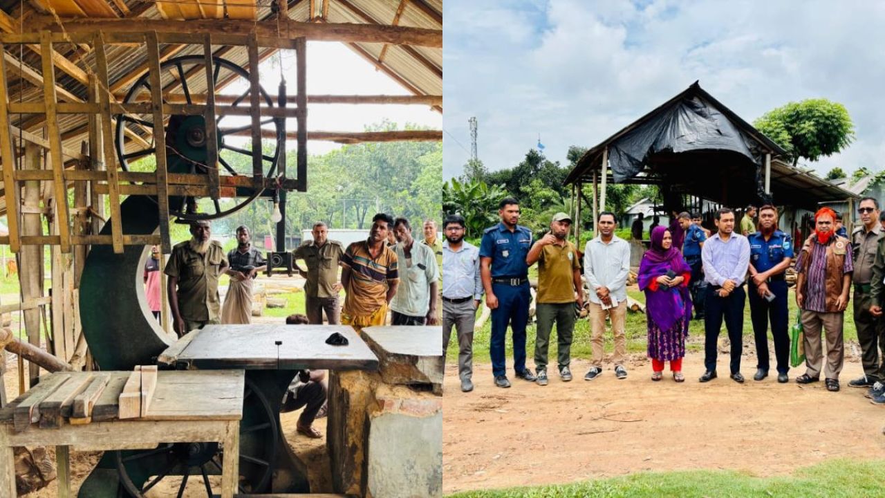 মধুপুরে অবৈধ করাতকল উচ্ছেদ ও জরিমানা