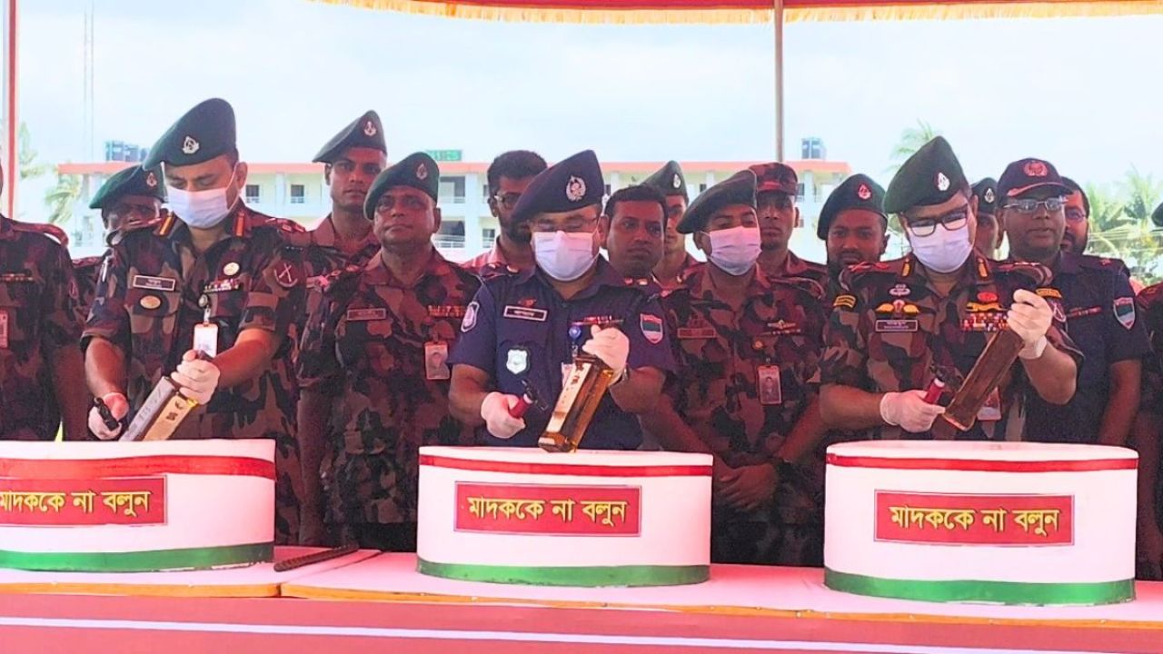 সাতক্ষীরায় ৩২ কোটি টাকার মাদক ধ্বংস করল বিজিবি