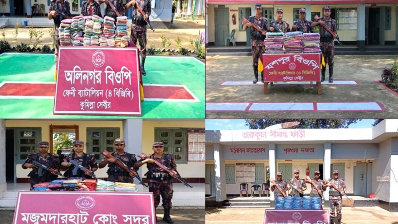 সীমান্তে চোরাই পথে আসা বিপুল পণ্য আটক