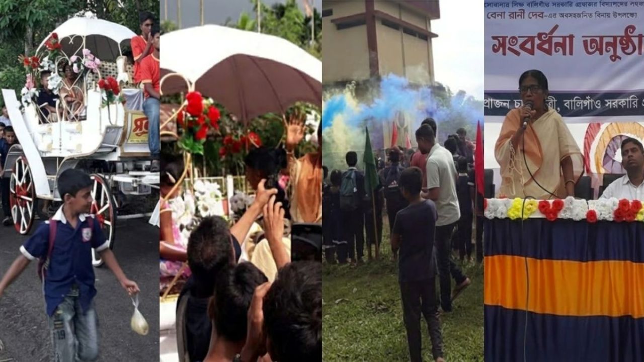 ঘোড়ার গাড়িতে ‘রাজকীয়’ বিদায় নিলেন প্রিয় শিক্ষিকা