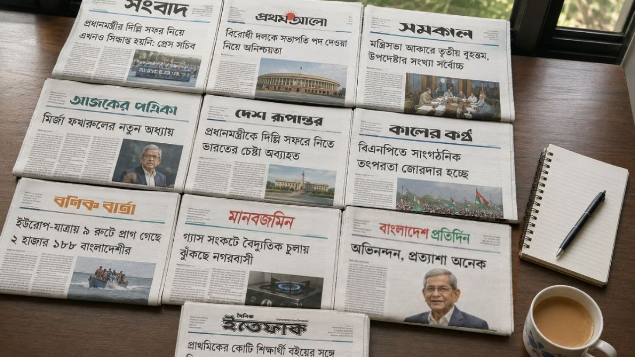 আজকের জাতীয় দৈনিকগুলোর শিরোনাম