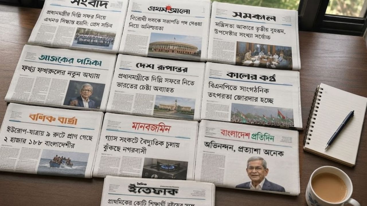 আজকের জাতীয় দৈনিকগুলোর শিরোনাম