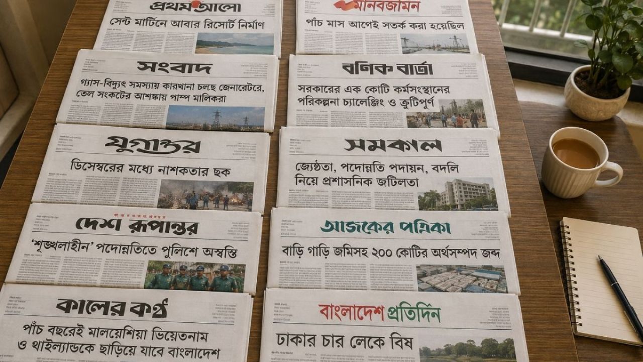 আজকের জাতীয় দৈনিকগুলোর শিরোনাম
