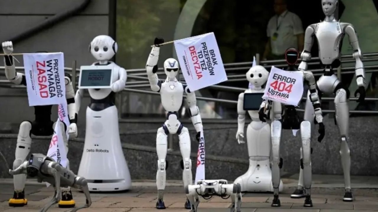 মানুষ নয়, এবার রাস্তায় রোবটের বিক্ষোভ!