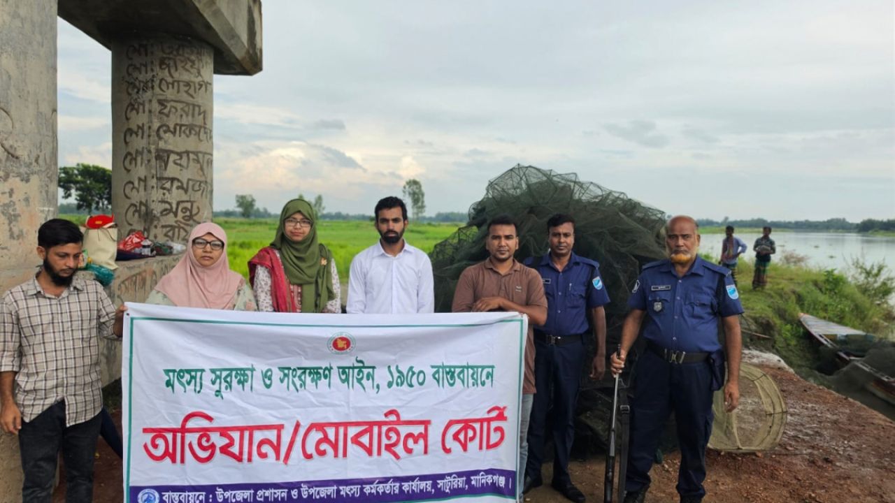 ধলেশ্বরীতে সাড়ে ৮ লাখ টাকার চায়না দুয়ারি জাল ধ্বংস