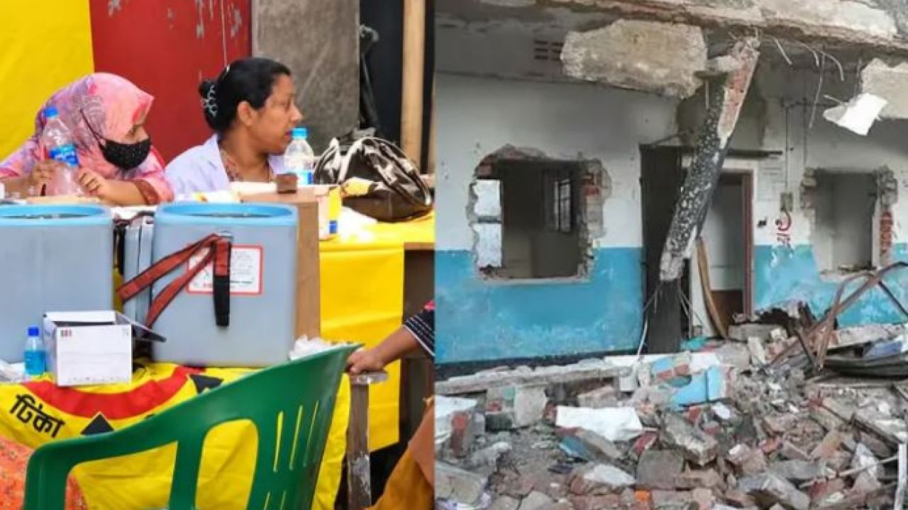 রাড্ডার ধ্বংসস্তূপেই টিকাদান, বিলবোর্ড নামাল এনসিপি