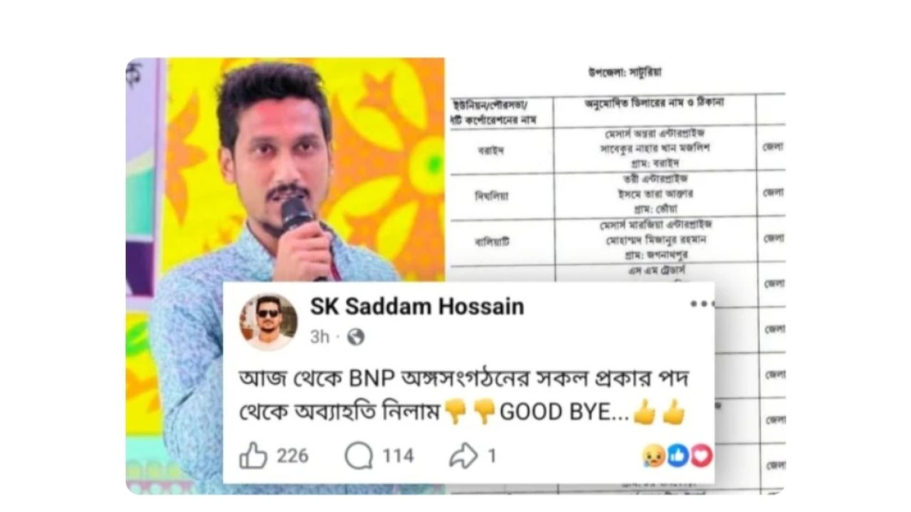 সারের ডিলারশিপ না পেয়ে পদত্যাগ যুবদল নেতার, দল থেকেও অব্যাহতি